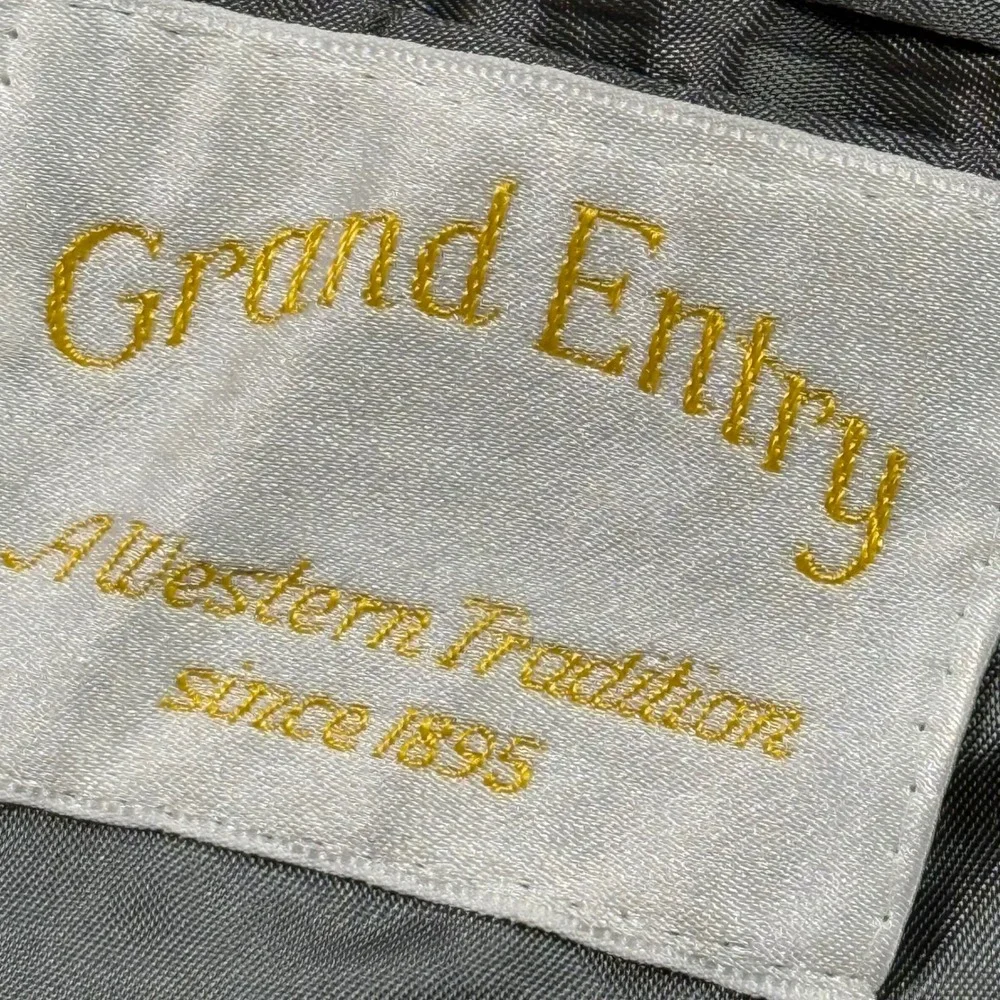 Vintage Grand Entry Men Western Blazer Grey Wool Cowboy Sport Coat Elbow Patches